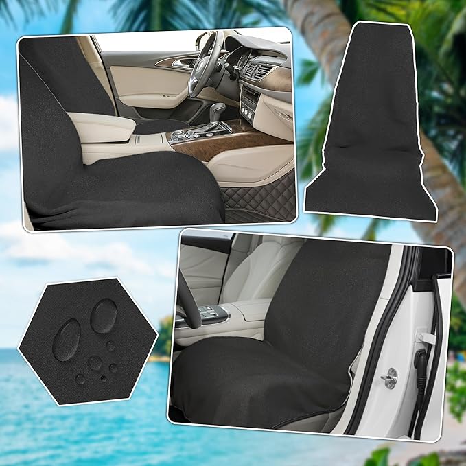 Car Seat Towel Cover After Gym, Car Seat Cover Towel – Sweatproof, Washable, Non-Slip Cover for Cars, SUVs (2 Pack, Black)