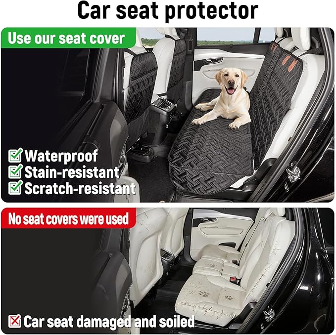 YJGF Dog Car Seat Cover for Back Seat Truck,Truck Back Seat Pet Cover for Dogs,Waterproof Scratchproof Rear Bench Seat Cover Protector (Black, XL)