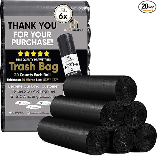 Car Trash Can Trash Bags – Multipurpose Heavy-Duty Waste Bags, Leakproof & Durable for Auto, Home, Office & Travel for Haussimple Small Medium Large Car Garbage Bins (6-Pack Roll, Large)