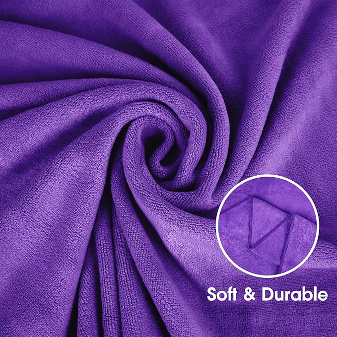 JML Bath Towel, Microfiber Bath Towels Set 4 Pack (30" x 60") - Large Size, Extra Absorbent, Quick Drying, Multipurpose as Fitness Towel, Sports Towels, Yoga Towel, Violet