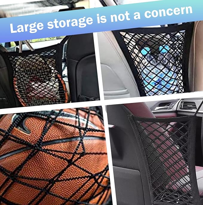 Dog Car Net Barrier, Front/Rear Seats Pet Isolation Net, Flexible Anti-scratch Dog Isolation Barrier, Universal Organizes Essentials for Car, SUV, Truck (Black)