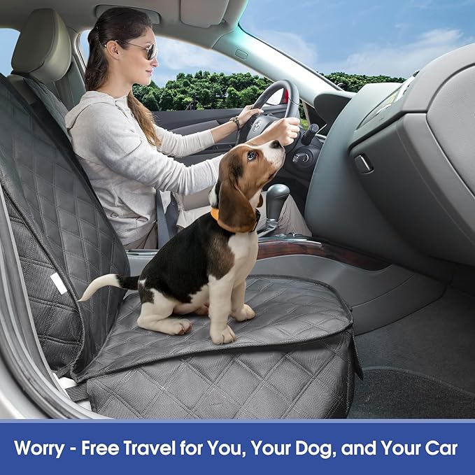 ALLANSING Front Seat Cover for Dogs with Side Flaps, Heavy Duty 900D Waterproof Car Seat Cover, Protects from Dirt & Scratches, for Pets & Daily Use, Fits Cars SUV Trucks Minivans (1-Pack)