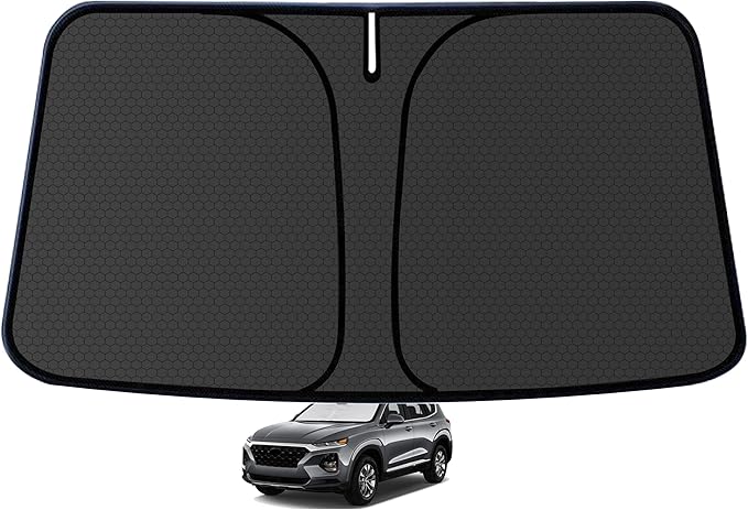 Santa Fe Customized Windshield Sun Shade for 2019-2023 Santa Fe SE|SEL|SEL Plus|Limited|Ultimate Front Window Sunshade Visor Protector Foldable Blocks UV Rays Keep Car Cooler Accessories