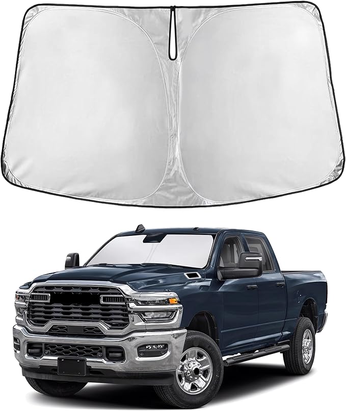EcoNour Windshield Sunshade Compatible for Dodge Ram 1500 2011-2016 2017 2018, Sun Visor for Front Windshield & Window Sun Shade Cover, UV Heat Blocker & Protector, Car Accessories
