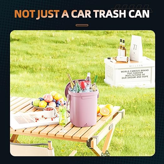 2 Gallon Silicon Car Trash Can with Lid - 100% Leak-Proof Trash Bin, Waterproof Garbage Can, Gifts for Men and Women