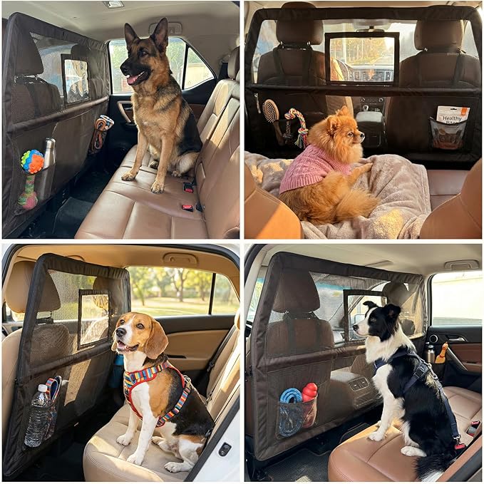 Loyala Dog Car Barriers for SUVs Trucks Cars Adjustable Dog Car Divider Pet Car Barrier for Back Seat Pet Barrier Universal-Fit Safety Travel Accessory 50" W x 56" W x 32" H