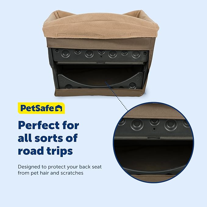 PetSafe Happy Ride Dog Safety Seat - Dedicated Pet Car Seat for Small Dogs - Elevated Booster Seat - Fleece Liner Booster Seat - Machine Washable - Fits Most Cars, Trucks & SUVs