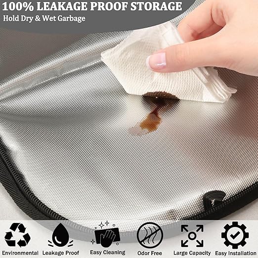Black Leopard Car Trash Can Animal Skin Print Car Garbage Bag with Lid Hanging Waterproof Leak Proof Vehicle Storage Bin