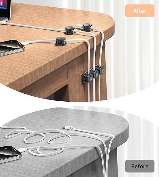 [16 Pcs] Cord Organizer, Magnetic Cable Clips Cable Management, Wire Organizers with Enhanced Adhesive, Desk Organizer Office Desk & Computer Accessories for Office Desk Nightstand Wall Car
