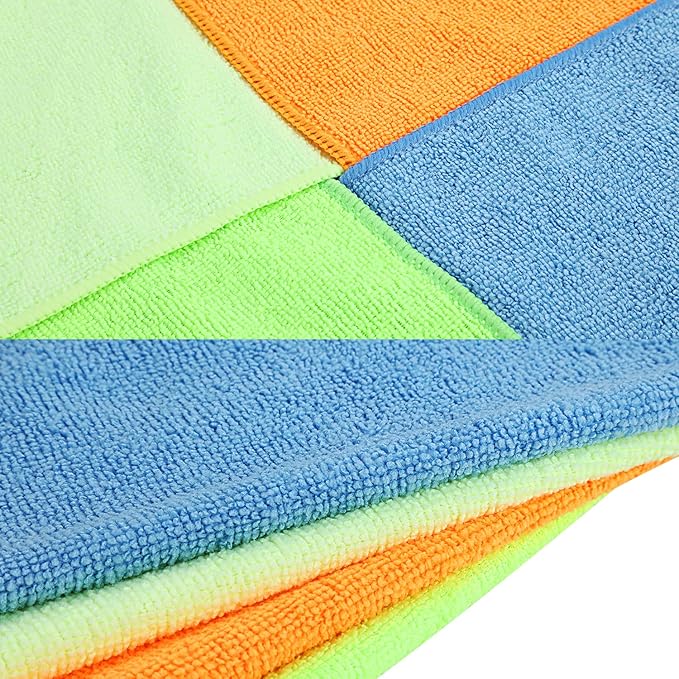 DNA Motoring TOOLS-00259 Cleaning Towels Car Washing Microfiber Cloth for Auto Detailing Home Kitchen, 12x16 Inch, Yellow, Orange, Blue, Green, Pack of 36