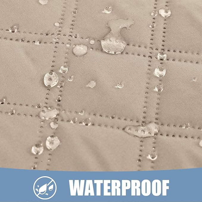 Smiry Waterproof Dog Bed Cover Pet Blanket, Soft Washable Dog Blanket for Furniture Bed Couch Sofa Reversible, Checkered (68"x82", Taupe/Beige)