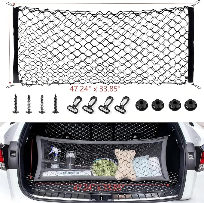 JITUIHOM Dog Car Net Barrier Pet for 2024 2025 Toyota Grand Highlander, Pet Barrier with Metal Hooks & Stretchable Mesh,Easy to Install Sturdy Mesh Makes Trips Easier.