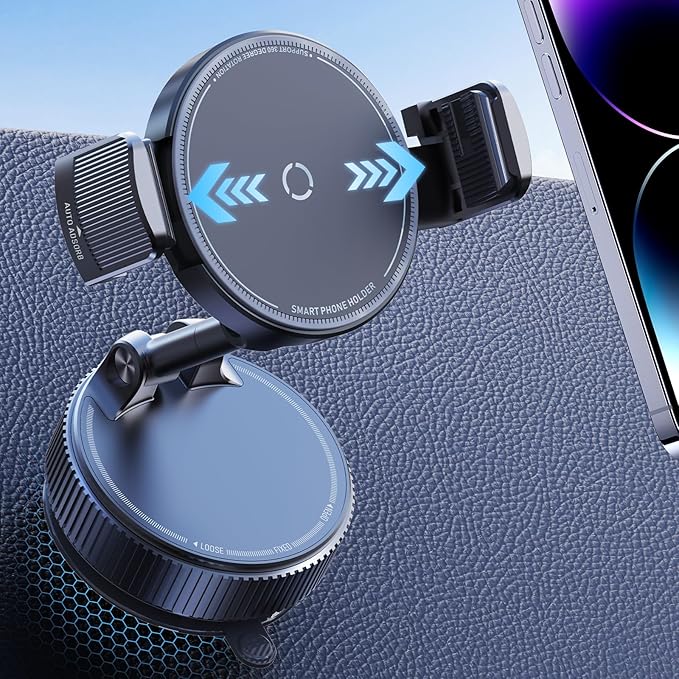 Upgraded 360° Nano Gel Vacuum Phone Holder for Dashboard Reinforced Suction Cup (Ultra-Strong Suction), Cell Phone Holders for Your Car/Gym/Mirror Car Phone Mount for iPhone & Android Phones
