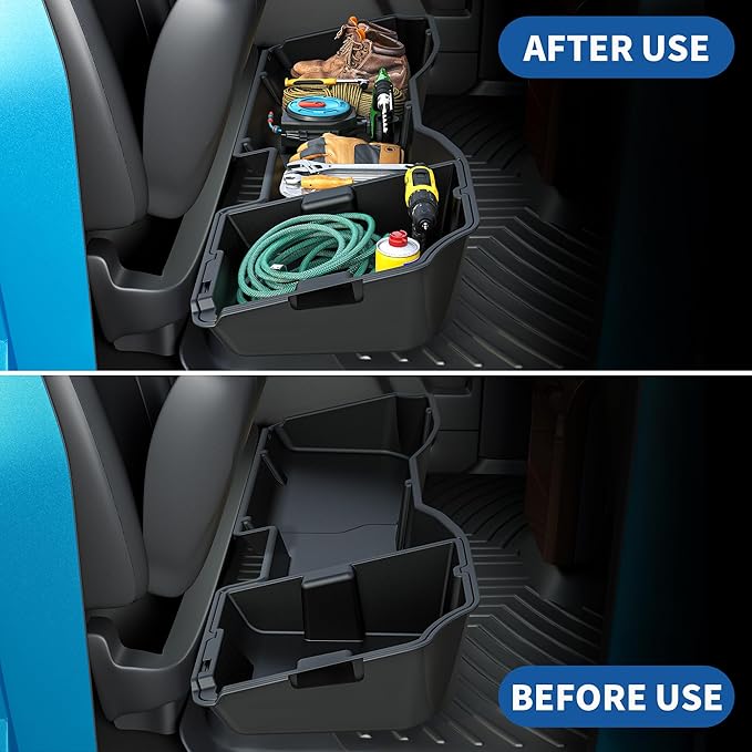 oEdRo Underseat Storage for Chevy Silverado/GMC Sierra 1500(2014-2018) Crew Cab, 2500HD 3500HD(2015-2019), Upgraded Rear Under Seat Storage Truck Organizer Tool Box