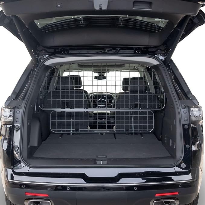 TRAVALL Compatible with Chevrolet Traverse (2017-2021) Dog Car Barrier Guard Custom Fit Heavy Duty Steel Mesh Trunk Divider Safety Travel Premium Luggage Cargo Barrier Backseat Protection