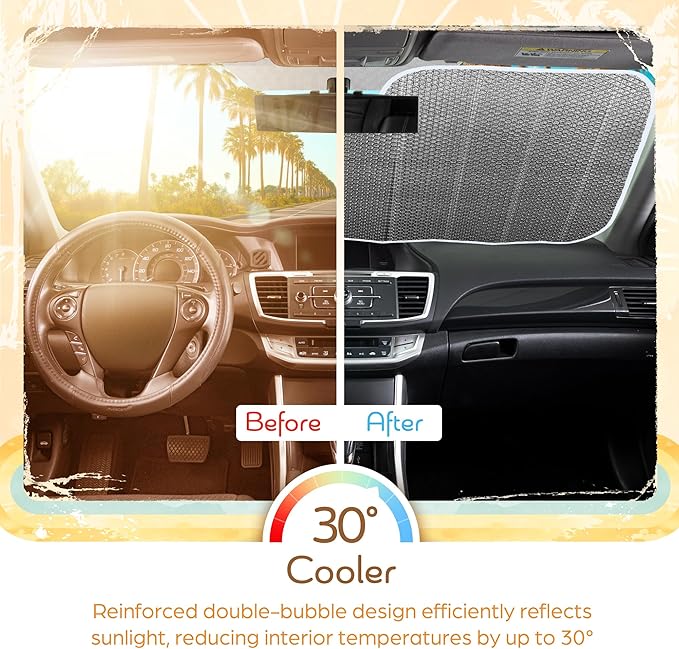 C&C Blue Daisy Car Windshield Sun Shade - Sun Visor Sunshade for Car Windshield - Window Shades for Cars, SUV & Truck - Dash Cover UV Protection for Front Window Shade Accessories - 57" x 27"