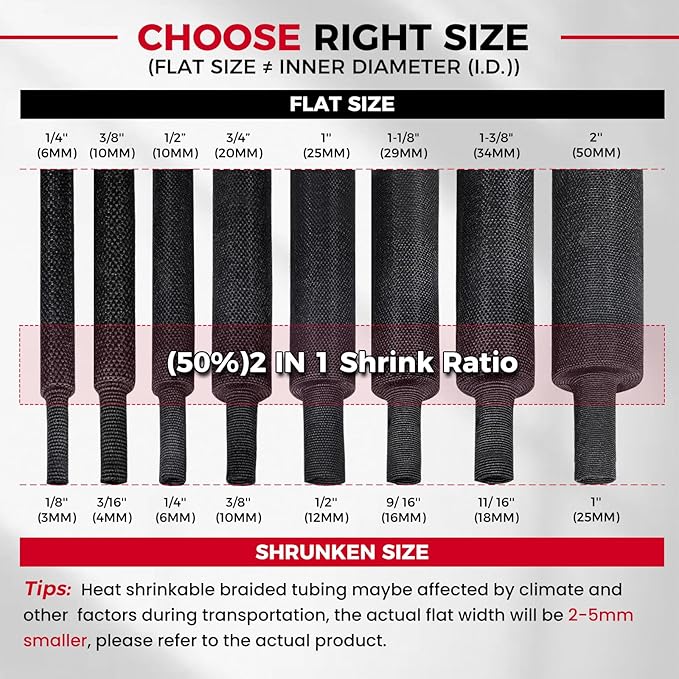 3/8" - 18 feet Cable Management Sleeving, 2:1 Fabric Heat Shrink Braided Sleeve Protector Cover Cable/Wire/Irregular Shape Hose