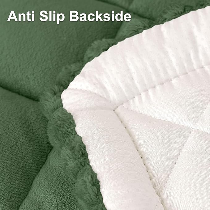 Smiry Fuzzy Couch Cover for Dogs, Non Slip Washable Pet Sofa Cover, Scratch Proof Hair Resistant Plush Sofa Slipcover, Pet Friendly Couch Cushion Protector for Cat, Green, 27.6" x 70.9"