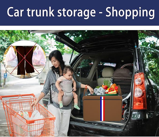 Homeve Trunk Organizer for Car, Waterproof Collapsible 3 Compartments Car Organizer, Foldable Storage for Car Accessories, Tools, Sundries for Women Men, Tote Bag (Brown, Standard)