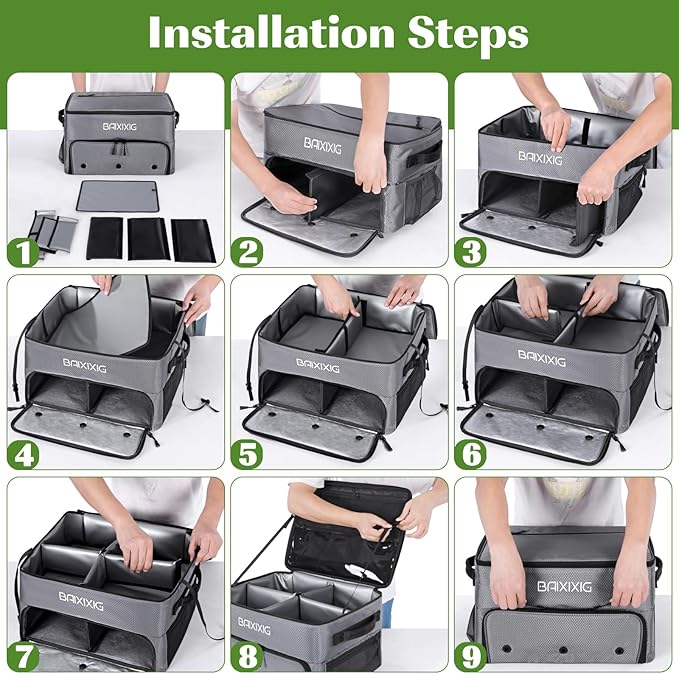 Golf Trunk Organizer, Waterproof Car Golf Locker with Separate Ventilated Compartment for 2 Pair Shoes, Golf Storage for Balls, Tees, Cap, Clothes, Gloves, Accessories, Gifts for Men, Women