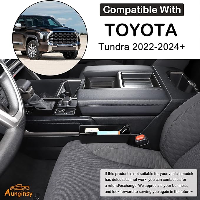 Aunginsy 2Pcs Car Seat Gap Filler Organizer Compatible with Toyota Tundra 2022-2025 2026, Car Front Seat Organizer Truck Side Seat Crevice Gap Filler Storage Box Between Seat & Console ABS Accessories