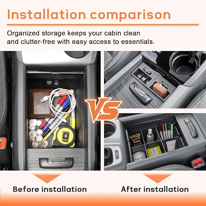 TACORBO Phone Cable Adapter & Console Dividers for Honda Pilot 2016–2022, Ridgeline 2017–2023, Passport 2019–2023, Center Console Organizer with ABS Material & Anti-Slip Rubber Pads