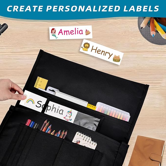 12 Pcs Classroom Chair Pockets, 18.5 x 15.3 inch Black Chair Pockets For Classroom, Seat Sacks for Classroom Chairs, Buddy Pocket, Chart Seat Back Organizer with Name Tag