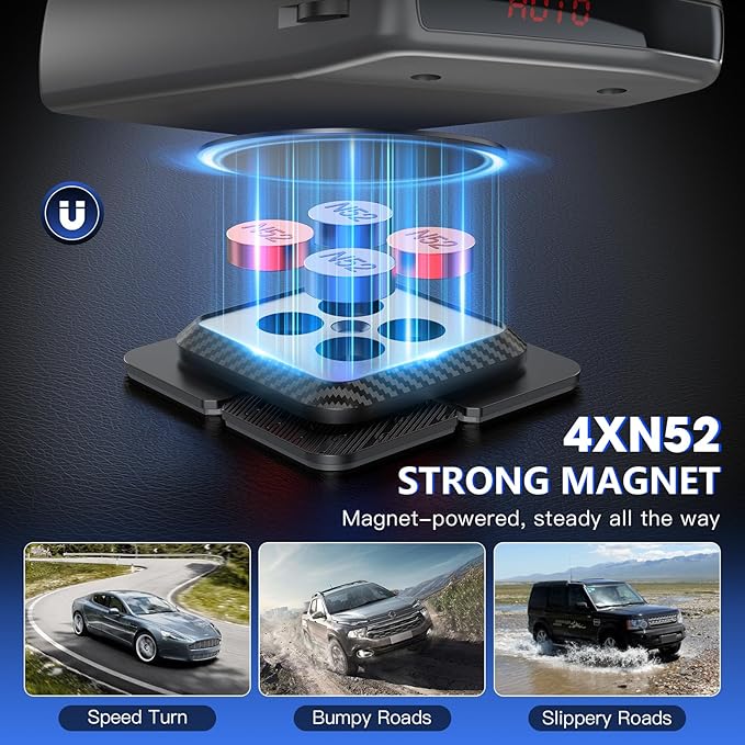 Upgraded Magnetic Radar Detector Mount with N52 Strong Magnets, Radar Detector Dash Mount for Uniden, Cobra, Escort, Valentine One, and Other Radar Detectors, Unobstructed View, Shockproof and Stable