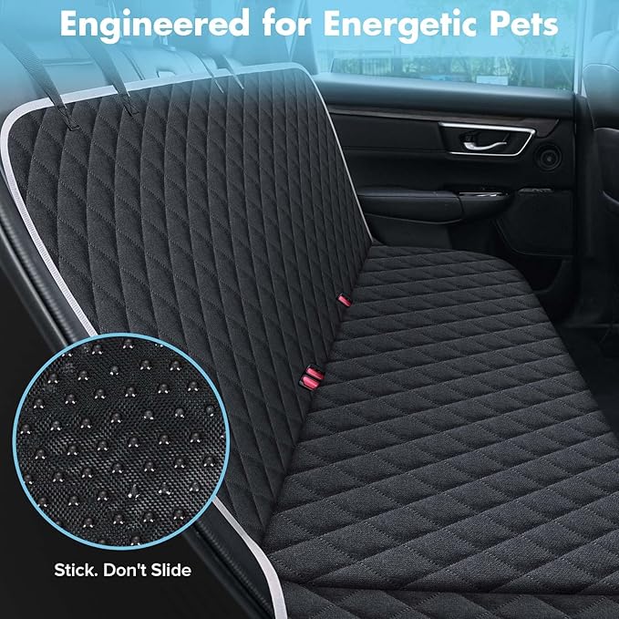 Meolsaek Car Seat Cover for Dogs, Non-Slip Dog Hammock for Car Back Seat, with Mesh Window Scratch Proof Nonslip Back Seat Protector for Trucks SUVs Most Cars (White)