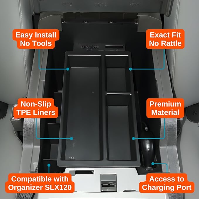 Vehicle OCD - Center Console Organizer Tray for Ford F250 / F350 SuperDuty (2011-2016) - Made in USA - SLX142
