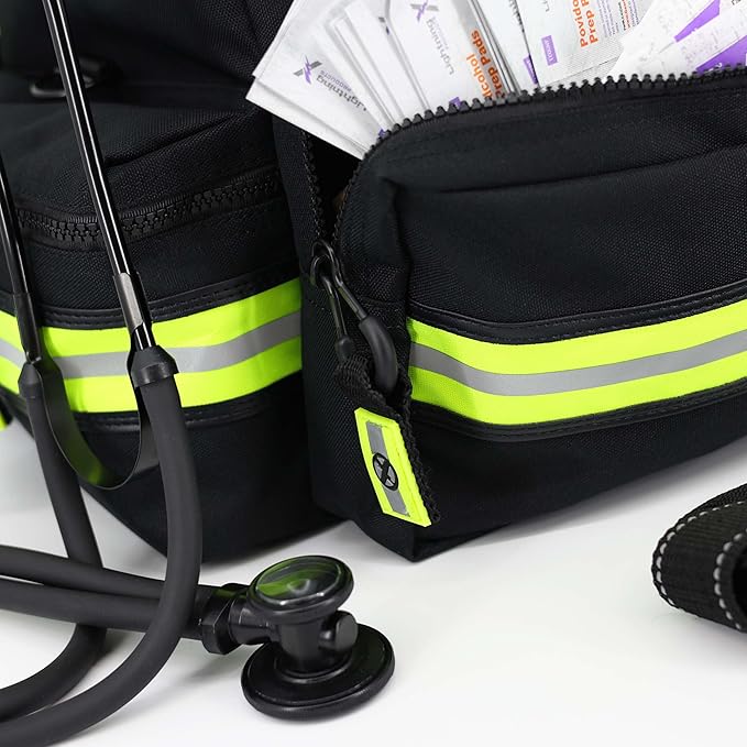 Lightning X Products Lightning X Mid-Sized First Responder EMT Bag | LXMB25 Fully Stocked w/ 240+ Aid, EMS & Trauma Supplies - Black