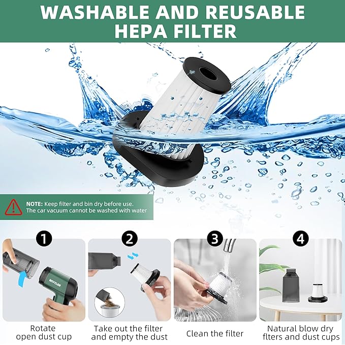 Handheld Vacuum Cordless, 12000Pa Strong Suction Hand Car Vacuum Portable Cordless Rechargeable, Mini Vacuum with Multi-Nozzles & Washable Filter for Car, Home, Office, Pet