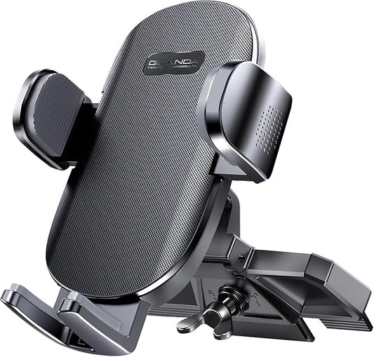 Car Phone Holder, Universal CD Slot Phone Mount, Hands Free Automobile Cell Phone Stand, 360° Adjustable Phone Mount for Car Compatible with iPhone & Android Cell Phones (Black)
