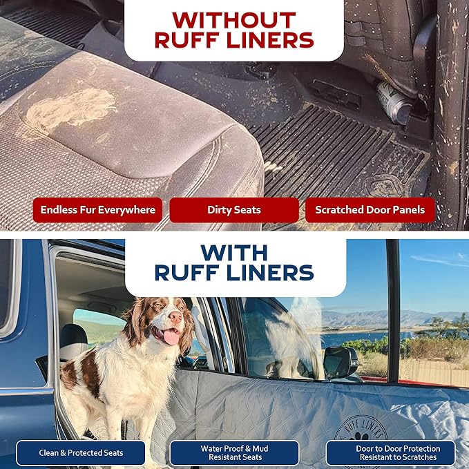Ruff Liners XL Dog Seat Cover, Black – As Seen on Shark Tank – Back Seat Protector for Full-Size Trucks – Waterproof, Machine-Washable, Touch Fasteners, & Belt Slots – Heavy-Duty Dog Hammock
