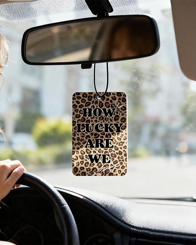 Leopard Print 5pcs Car Air Freshener Bow Coquette Cheetah Print Car Accessories Automotive Interior Hanging Scents Mirror Decor for Women Teen Girls Black