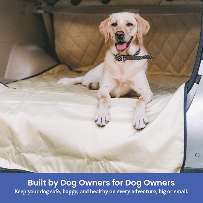4Knines SUV Cargo Liner for Dogs – Dog Trunk Cover – Heavy-Duty, Waterproof Pet Seat Protector – Durable Cargo Liners for Dogs – USA-Based Company - Large (Tan)