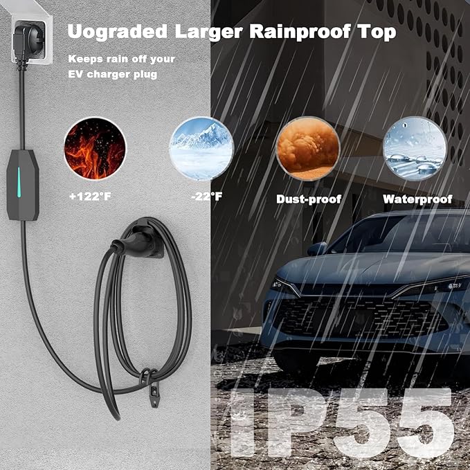 EV Charger Holder Wall Mount J1772 Charging Cable Organizer Heavy Duty & No Cable Cutting Electric Car Plug Nozzle Holster Dock
