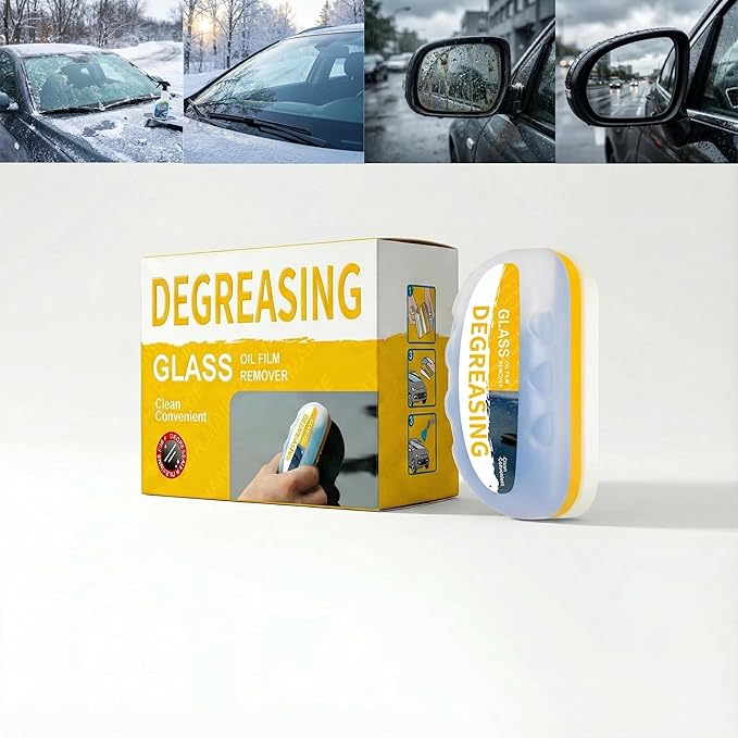 Automotive Windshield Oil Film Remover - Upgraded Pump-Action Glass Stripper Tool - Deep Cleaning Sponge for Water Spots, Road Grime & Bird Droppings - Restores Clarity & Fixes Wiper Chatter -2