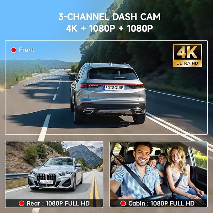 CarPlay Screen for Car Tablet Android Auto Smart Screen for Car, 4K Dash Cam Portable Car Play with 3 Channel Camera,10.26” Wireless Display with FM Radio Stereo Bluetooth 5.2, 32GB TF Card Black