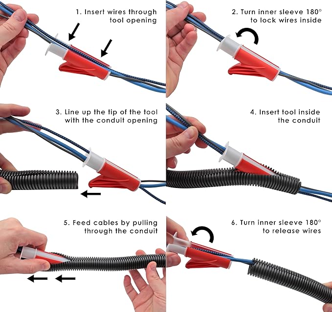 Electriduct Wire Loom Cable Insertion Tool for 1-1/4" to 1-1/2" Conduit Sleeving Installation - Model CM25 | 5 Pack
