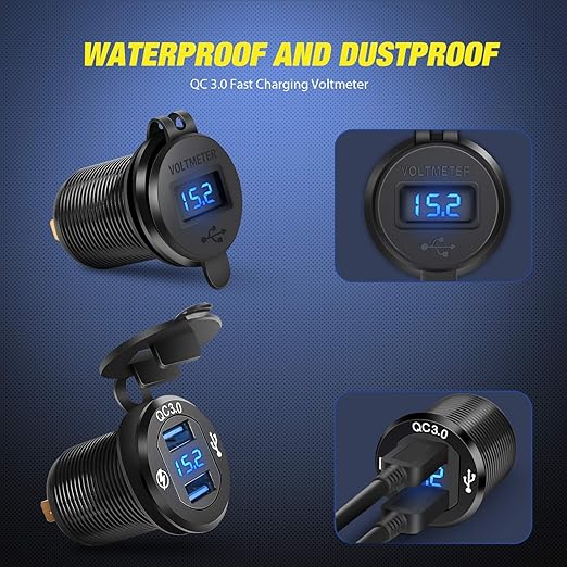 Nilight 4 Gang Rocker Switch Panel with QC3.0 Dual USB Charger Voltmeter Waterproof and Night Glow Stickers 12V-24V DC for Cars Trucks Boats RV