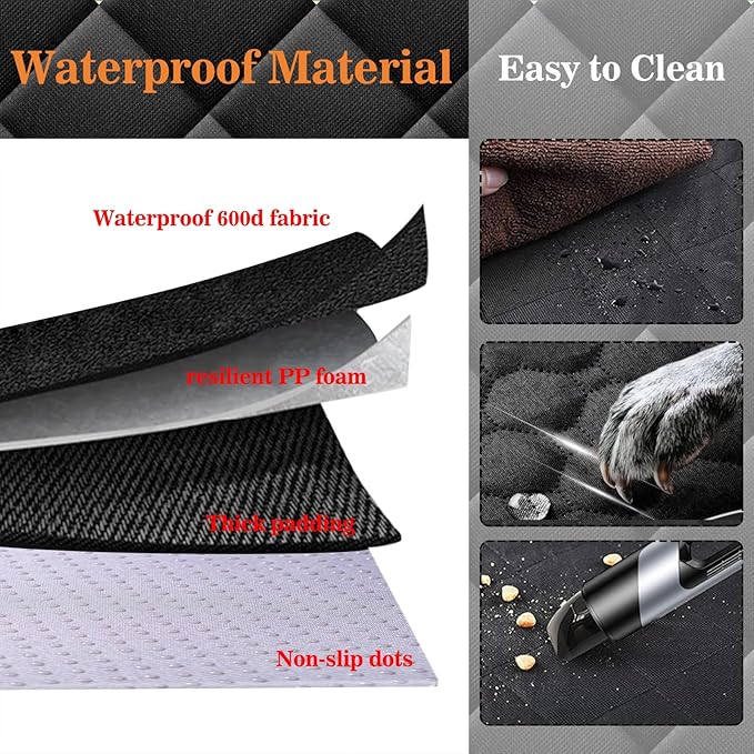 Meolsaek Dog Car Seat Cover for Back Seat, Scratch Proof Nonslip Pet Car Seat Cover, 4 Layers Waterproof Heavy Duty Back Seat Pet Cover for Dogs with Storage Bag (Black)