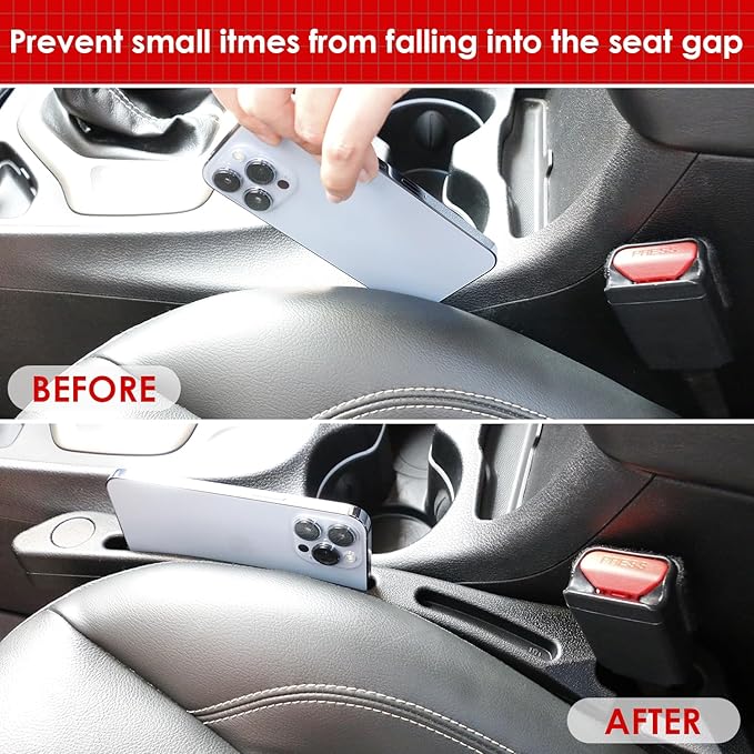 Car Seat Gap Filler, 2 Pack Seat Gap Filler Organizer with Seat Belt Holes, Seat Gap Fillers Between Seat and Console