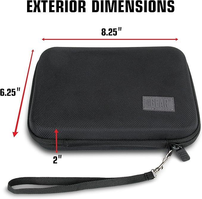 USA Gear Hard Shell Electronics Organizer 7.5 Inch Travel Case - Cable Organizer with Scratch Resistant Interior, Compatible with Garmin GPS, Portable Hard Drive, Phone Charger & More - Black