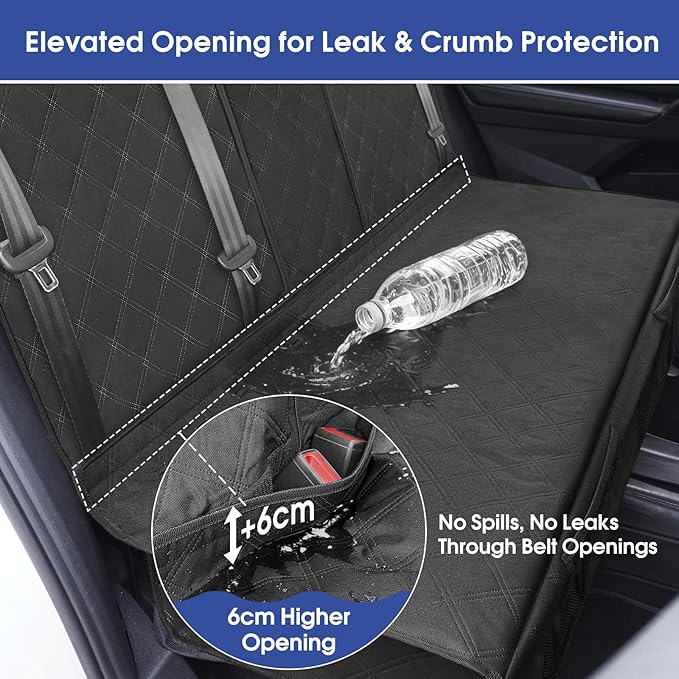 ALLANSING Upgraded 900D Heavy Duty Dog Back Bench Seat Cover, Car Seat Protector, 3 Seatbelts & Armrest Compatible, Waterproof Nonslip Pet Backseat Cover for Dogs & Kids, Fits Large SUVs & Trucks
