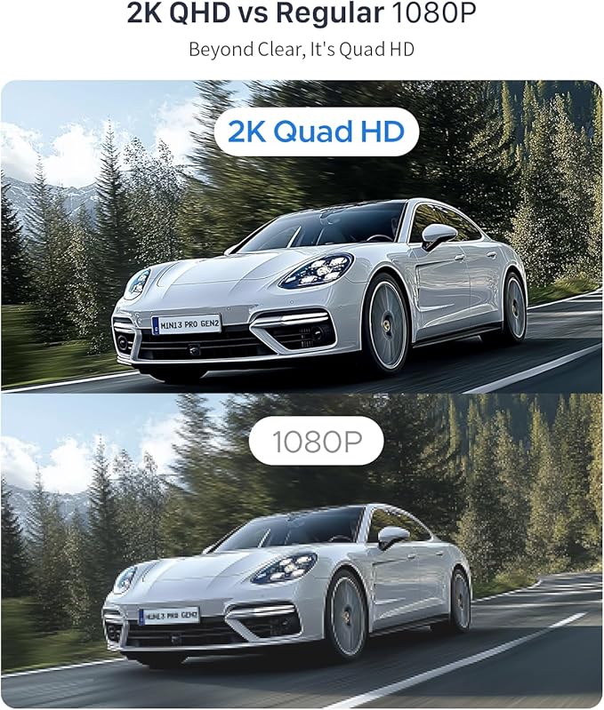KAWA 2K Dash Cam for Cars with Voice Control - Stealth Display Tiny Dashcam Front Included 32GB Micro SD Card, Super Night Vision, 1296P QHD, G-Sensor, Built in WiFi & App Car Camera