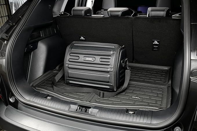3D MAXpider Custom Fit Car Trunk Organizer (Black) - Handy Trunk Carbon Fiber (M) 18"x12"x12"