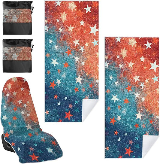 1 Pack Car Towel Seat Covers with Storage Bag, Multifunctional Towel for Gym Outdoor Sport, Picnic, Beach, Pet Dog Travel,Non-Slip Washable Car Seat Protector (Starry)