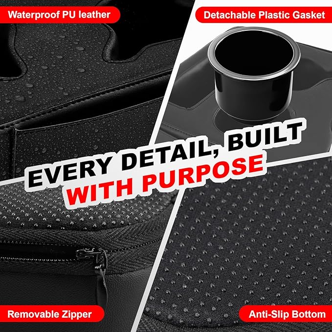 Car Back Seat Cup Holder, PU Leather Car Drink Holder, Couch Sofa Bed Expander Tray Cup Storage, Waterproof & Non-Slip Back Seat Organizer