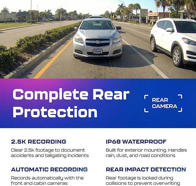 AZDOME M550 3CH Dash Cam 4K - 3.19" Screen IR Night Vision - 24H Parking Mode - 3-Channel Dash Cam - Interior IR Camera - Built-in GPS & WiFi - Three-Mode Parking Monitor